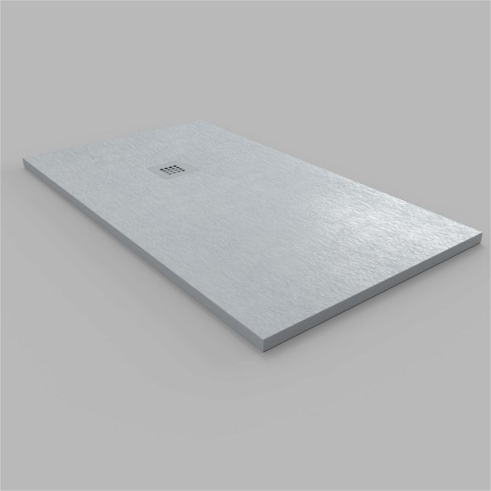 Plato de ducha antideslizante fabricado de resina en acabado color gris cemento Mica Gresancu