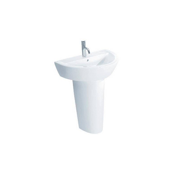 Lavabo con pedestal de 65 cm hecho en porcelana con acabado en color blanco Arq Gala