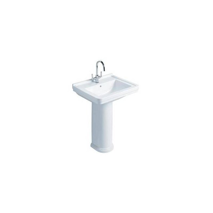 Lavabo con pedestal para baño de 60 cm de porcelana en acabado color blanco Noble Gala