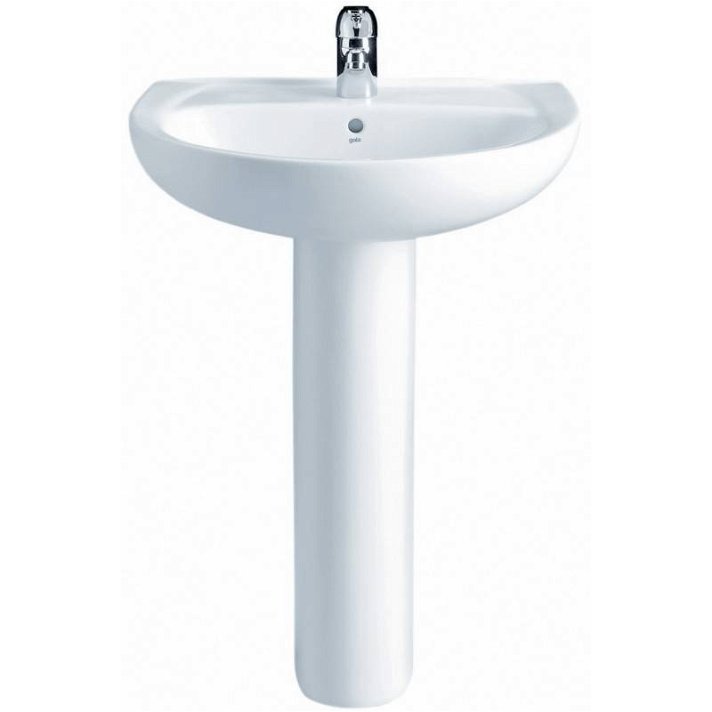 Lavabo con pedestal para cuarto de baño de 65 cm de porcelana en acabado blanco Elia Gala