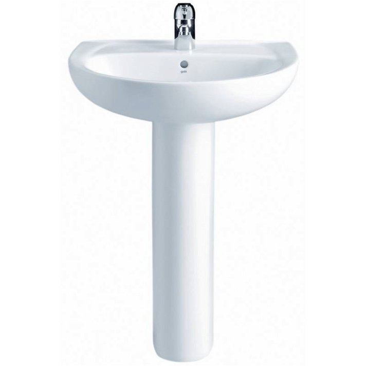 Lavabo con pedestal para cuarto de baño de 60 cm de porcelana en acabado color blanco Elia Gala