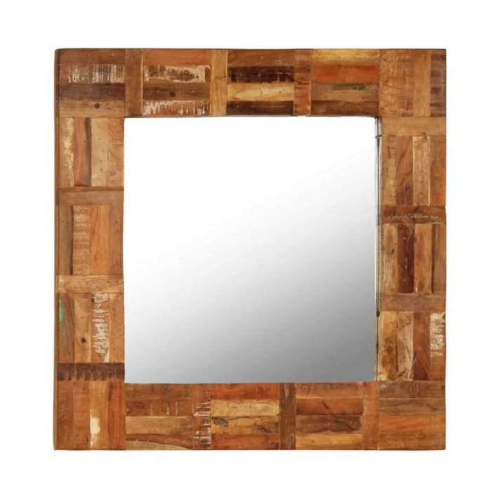 Espejo cuadrado de madera reciclada 60x60 cm marrón VidaXL