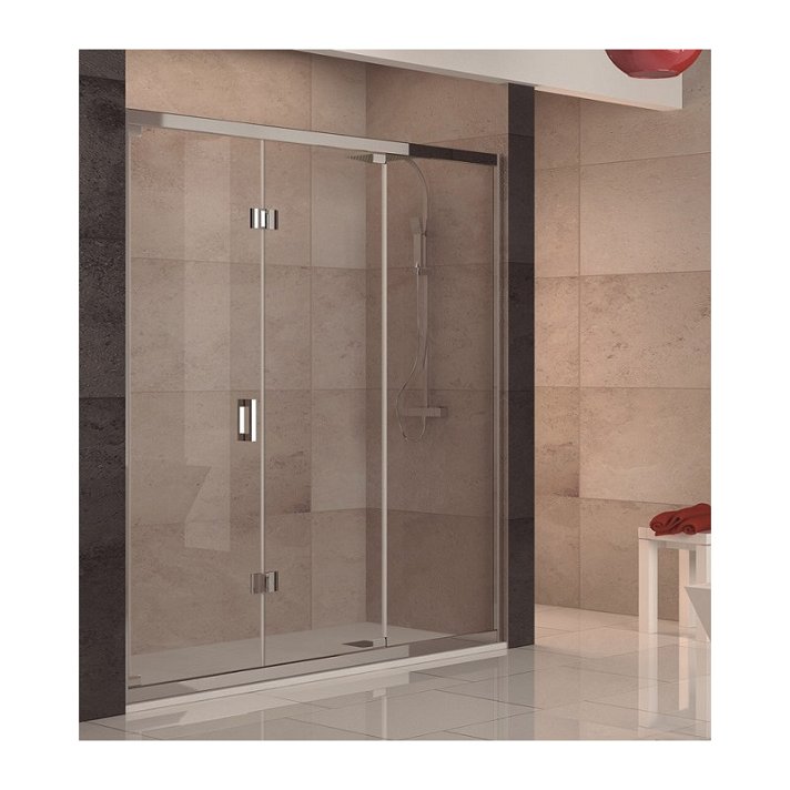 Mampara de ducha plegable de 2 puertas con vidrio de 6 mm a medida Granate Decorban