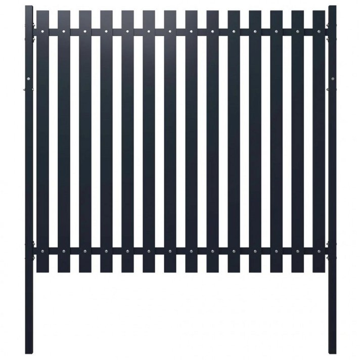 Pannello di recinzione e pali da giardino in acciaio verniciato a polvere 174,5x170 cm colore grigio antracite Vida XL