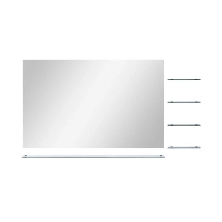 Espejo rectangular con cinco estantes de vidrio 100x60 cm plateado VidaXL