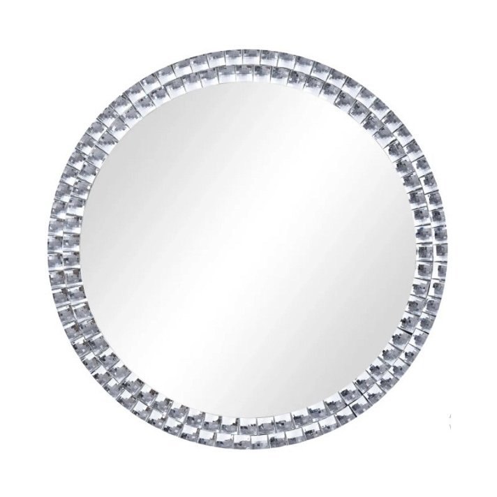 Espejo circular con borde decorativo de acrílico plateado VidaXL