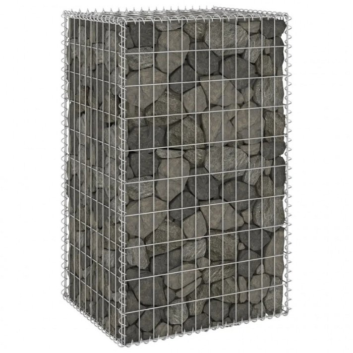 Muro de gaviones con cubierta de 60x100 cm de acero galvanizado en acabado gris Vida XL