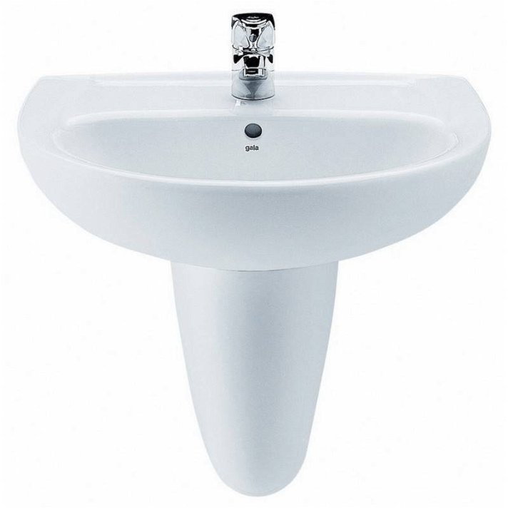Lavabo con semipedestal para cuarto de baño de 55 cm de porcelana en acabado color blanco Elia Gala