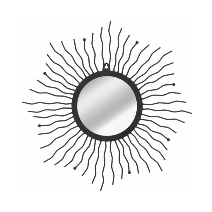 Espejo de jardín diseño de sol radiante en acero negro VidaXL