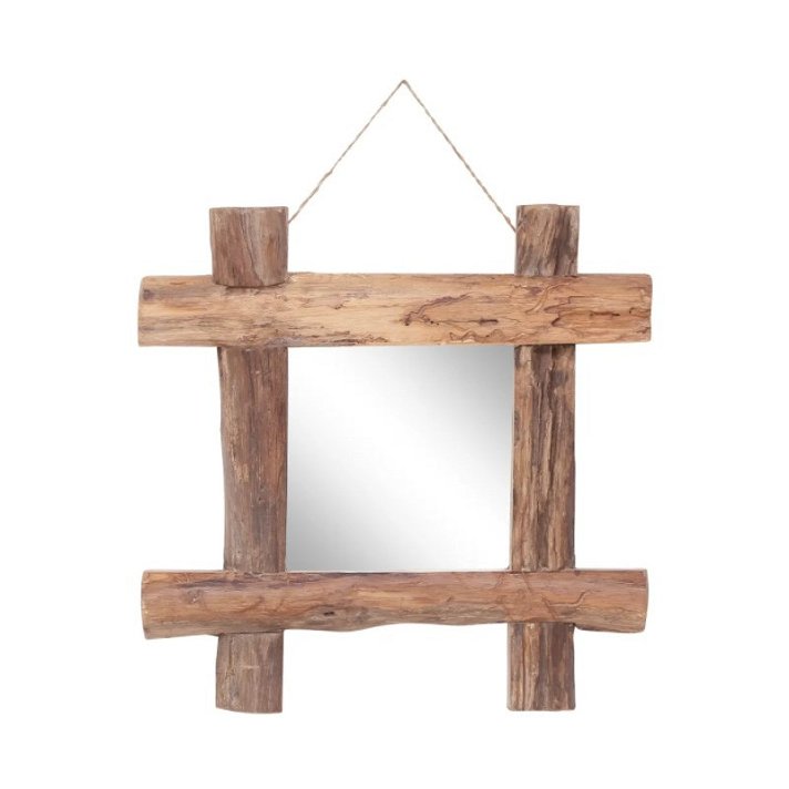 Espejo con marco de troncos marrón VidaXL
