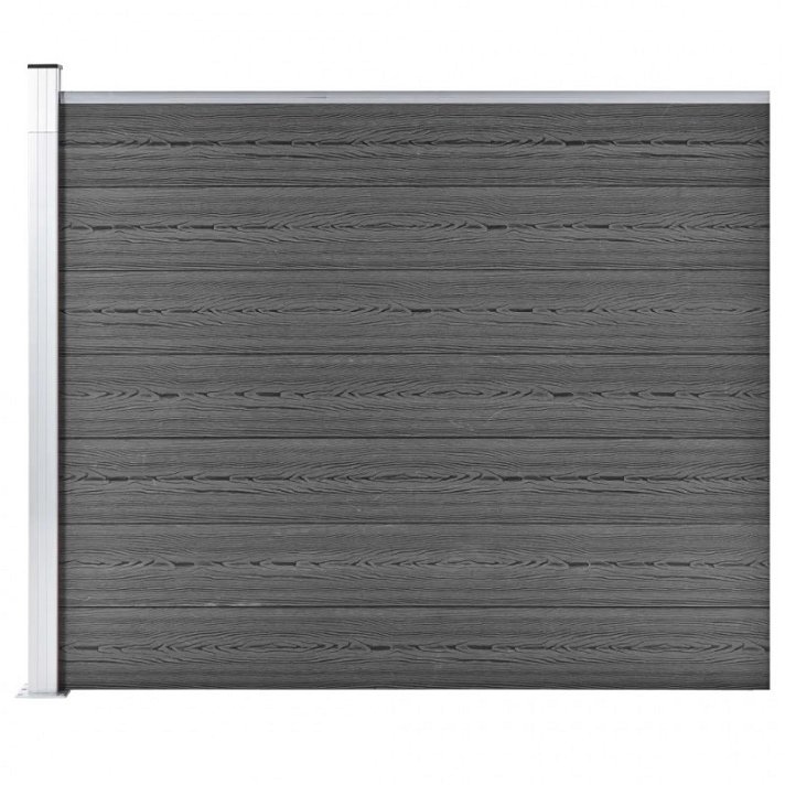Panel de valla de 175x146 cm de madera y plástico reciclado en acabado color negro VidaXL