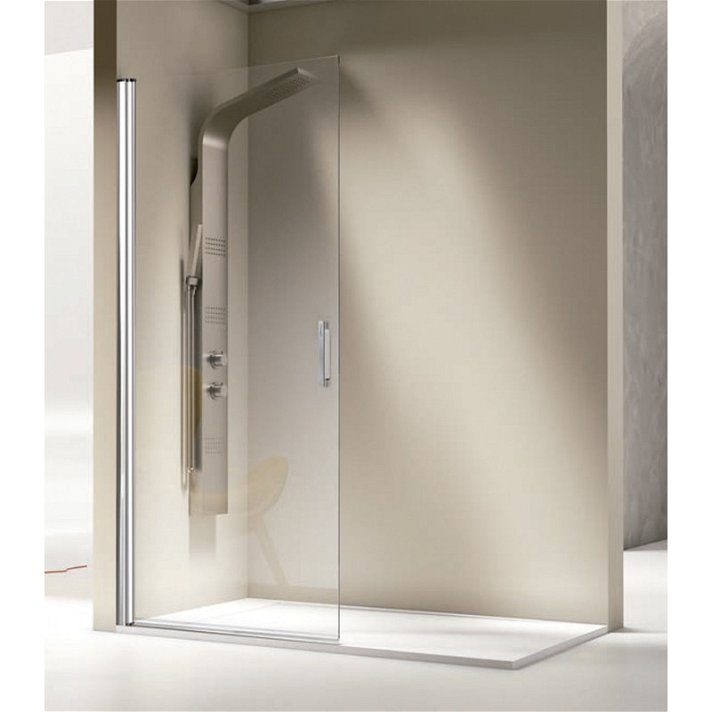 Box doccia frontale con porta a battente e profilo con finitura argento lucido SA520 Kassandra
