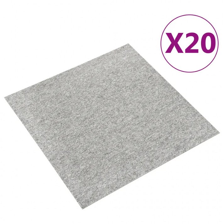 Juego de baldosas de suelo de moqueta gris claro 20 unidades 50x50 cm Vida XL