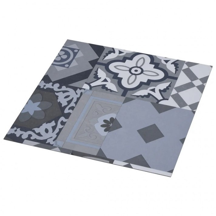 Conjunto de tábuas quadradas autocolantes com padrão de acabamento cinzento Vida XL