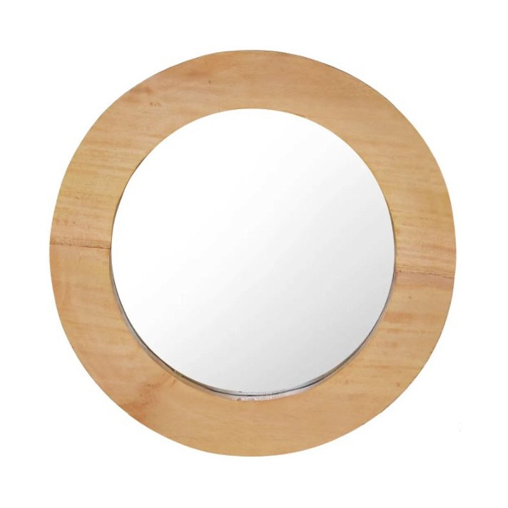 Espejo redondo con marco de madera de teca 40 cm marrón claro VidaXL