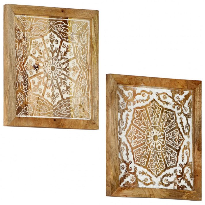 Set de paneles de pared pequeños tallados a mano de madera Vida XL