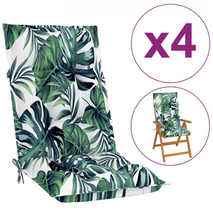 Pack de cojines para silla de jardín 120x50x7 cm hojas Vida XL