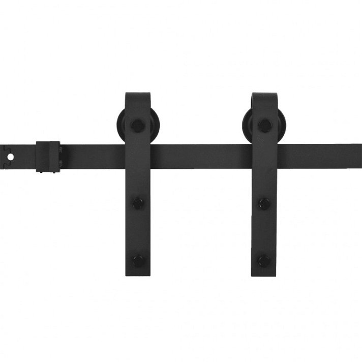 Kit de herrajes para puertas correderas de acero con revestimiento en polvo acabado en color negro Vida XL