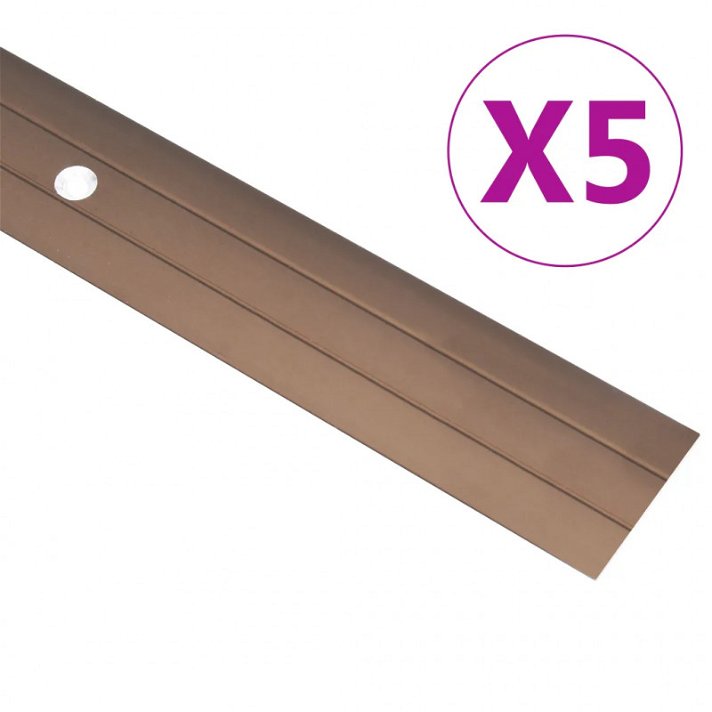 Set de perfiles de suelo de 36 mm fabricado en aluminio de acabado marrón con tornillos visibles Vida XL