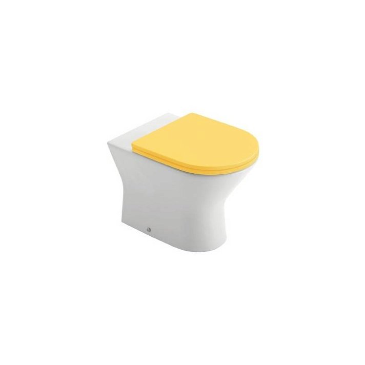 Inodoro compacto dual de suelo con acabado en color amarillo y blanco BTW Baby Gala