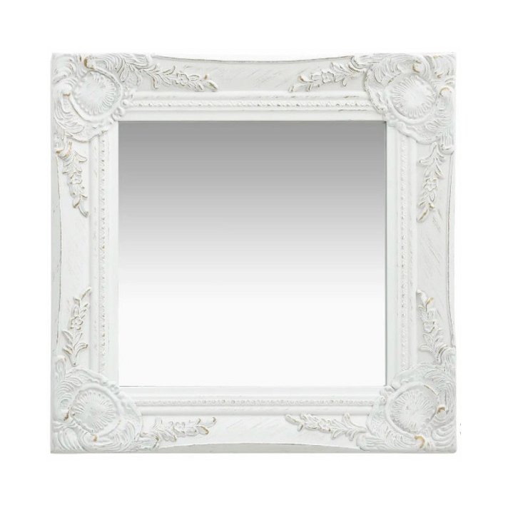 Espejo cuadrado con marco estilo barroco blanco VidaXL