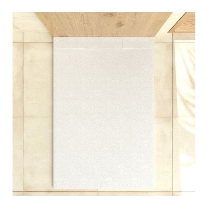 Plato de ducha fabricado en resina y con acabado de color blanco Cuarzo Gresancu