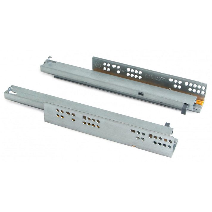 Set of concealed drawer runners for soft close drawers made of zinc plated steel Emuca