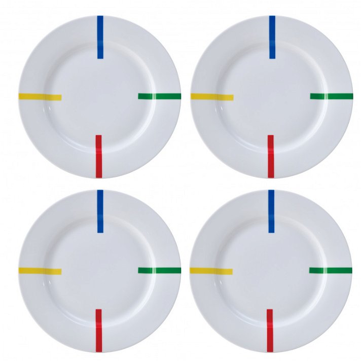 Pack de Platos porcelana con rayas de colores Benetton Diempi