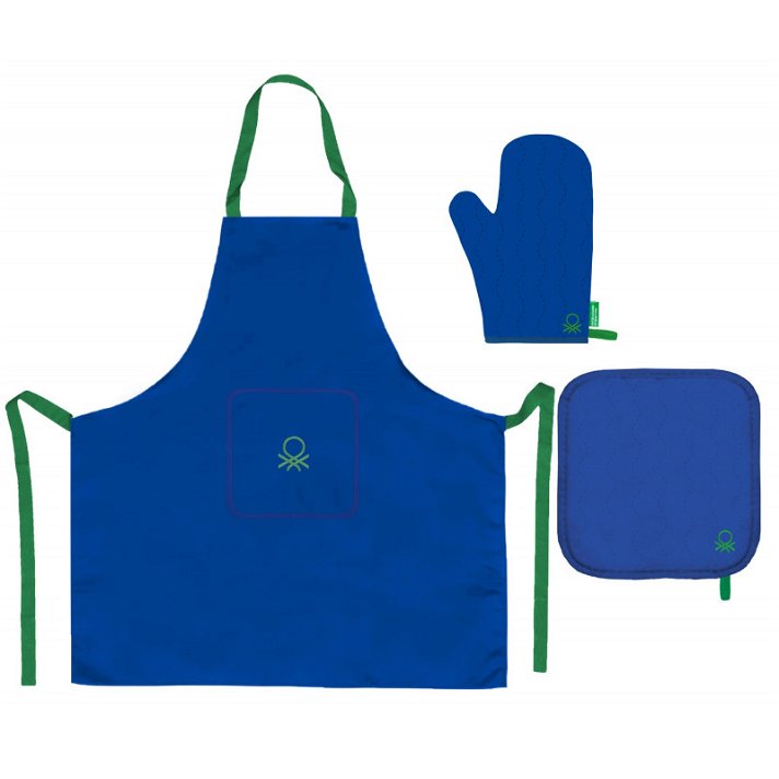 Pack de juego de cocina de algodón azul rainbow Benetton Diempi