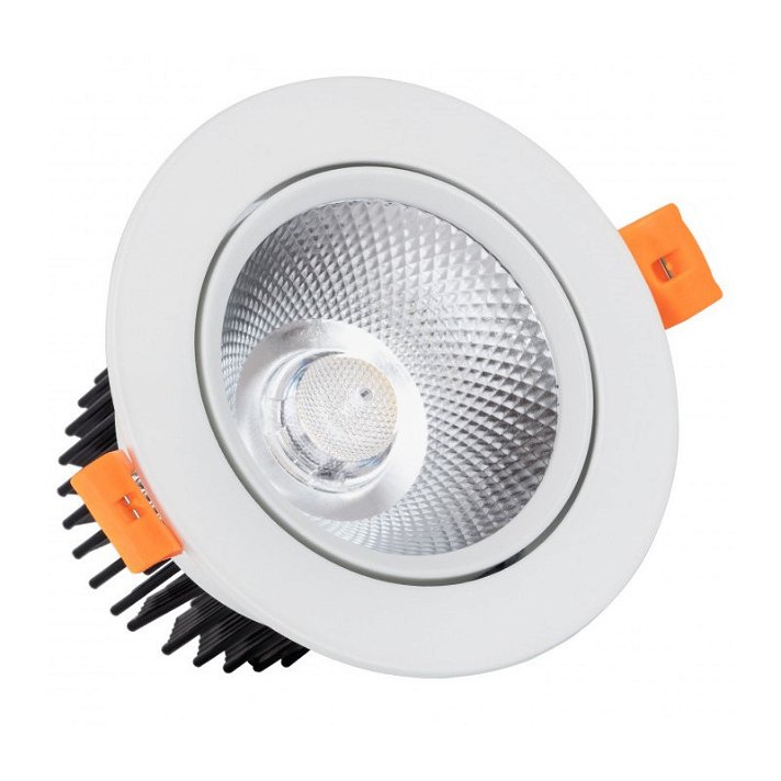 Foco LED fabricado en aluminio con diseño circular y direccionable 12W blanco Moonled