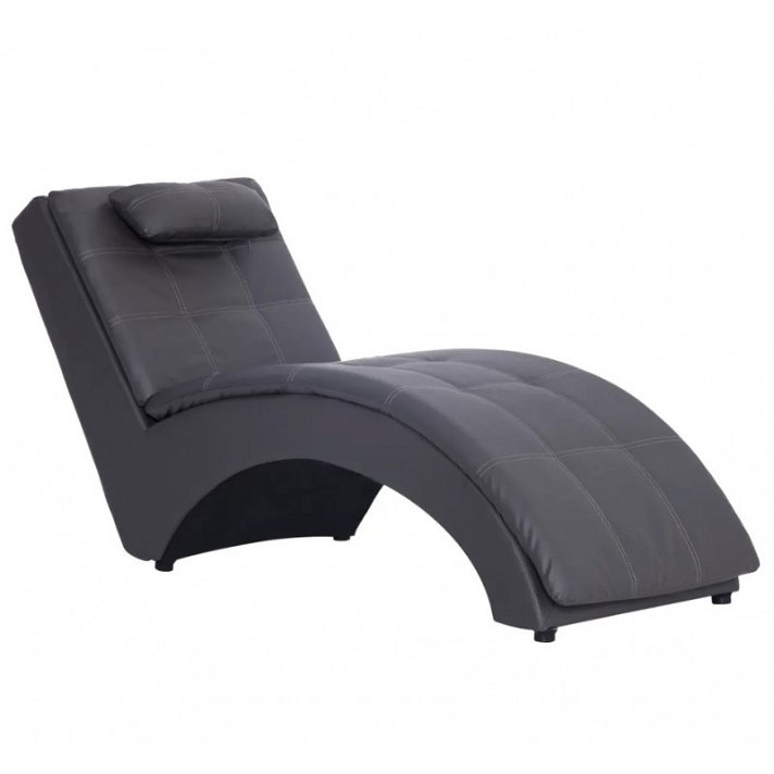 Chaise longue con cuscino e design ergonomico tappezzato in ecopelle colore grigio Vida XL