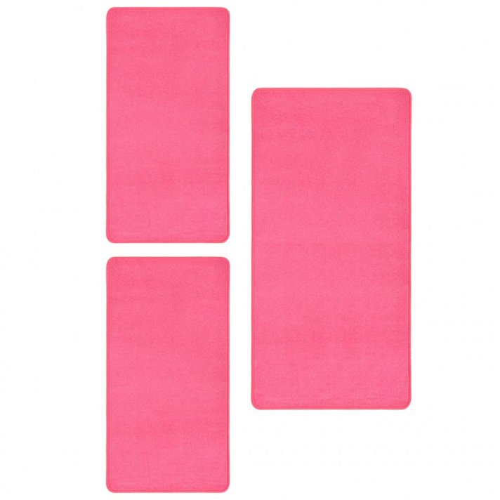 Set de alfombras de dormitorio de pelo largo rosa 100 x 200 cm + 70 x 140 cm Vida XL