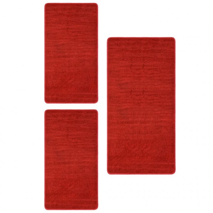 Set de alfombras de dormitorio de pelo largo rojo 100 x 200 cm + 70 x 140 cm Vida XL