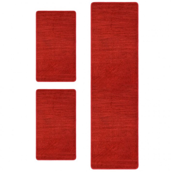 Set de alfombras de dormitorio de pelo largo rojo 70 x 250 cm + 60 x 100 cm Vida XL