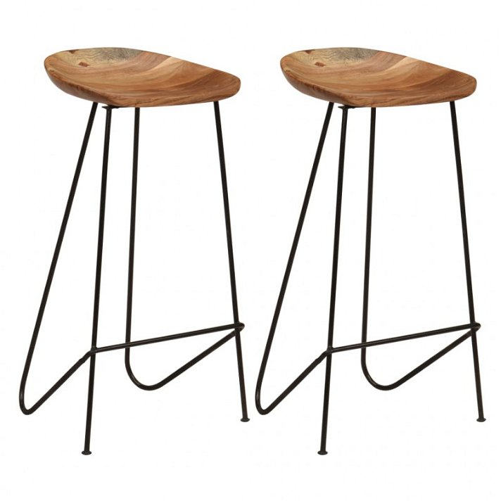 Pack of acacia wood kitchen stools Vida XL