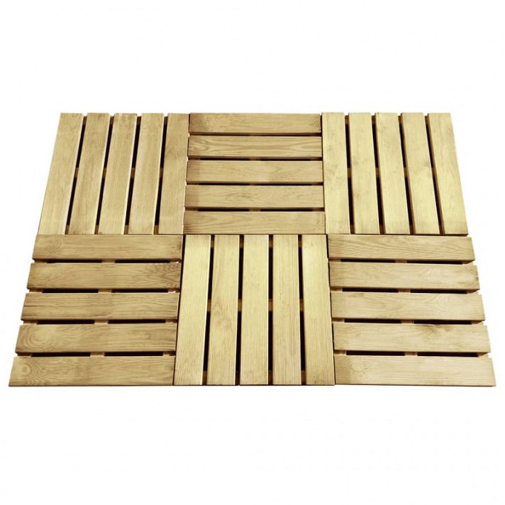 Pack de dalles carrées de terrasse de 50 cm fabriqué en bois vert Vida XL