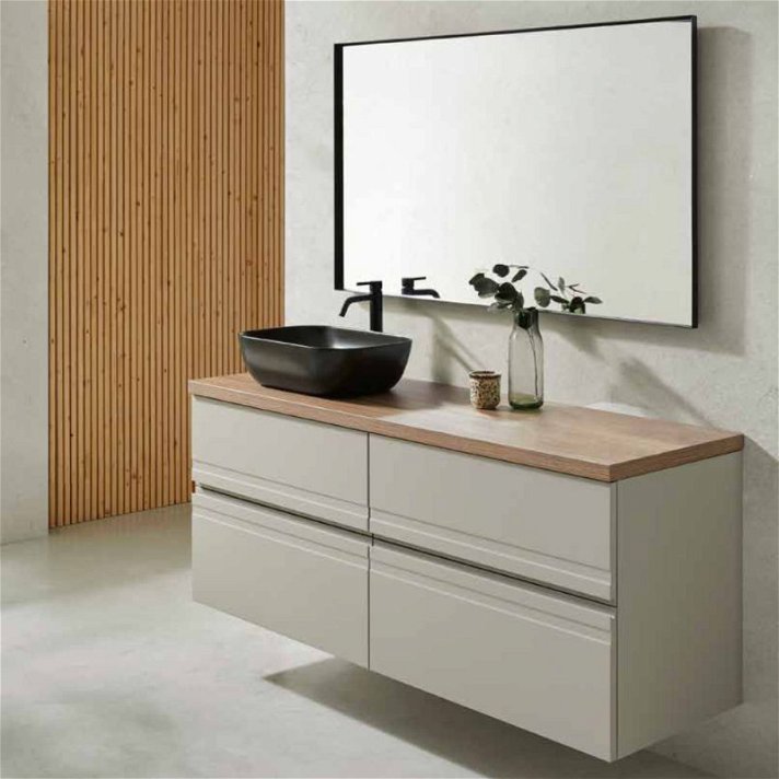 Mueble modular de baño con lavabo sobre encimera y espejo de 140 cm Atic Sanchis