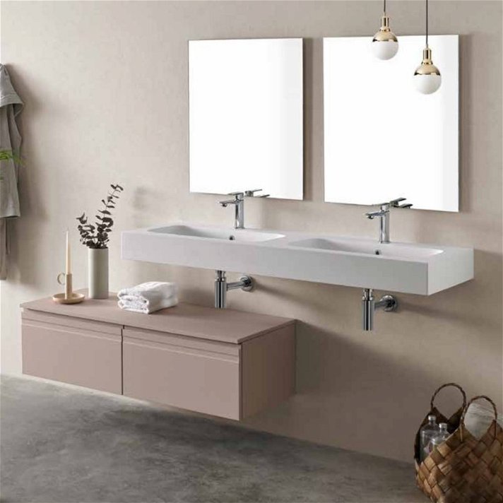 Mueble modular de baño con encimera con doble lavabo integrado 140 cm Atic Sanchis