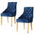 Set di sedie di velluto con gambe di rovere blu Vida XL