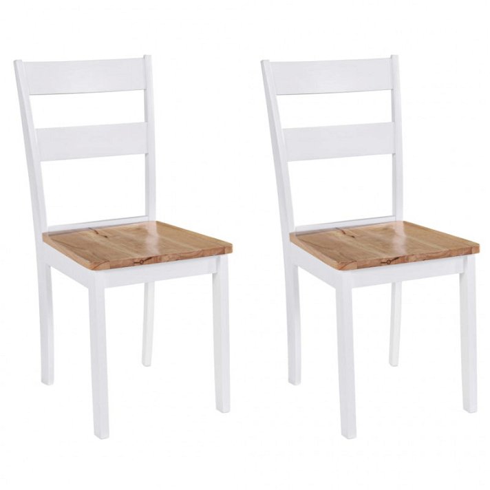 Conjunto de cadeiras clássicas de madeira de seringueira branca Vida XL