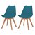 Conjunto de cadeiras estilo escandinavo com almofada turquesa Vida XL