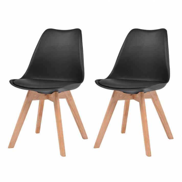 Conjunto de cadeiras estilo escandinavo com almofada preta Vida XL