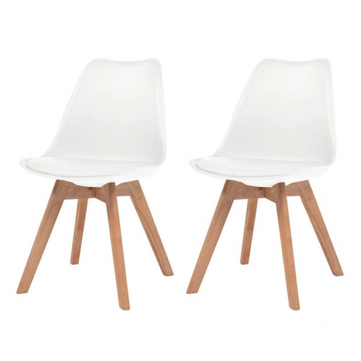 Conjunto de cadeiras estilo escandinavo com almofada branca Vida XL