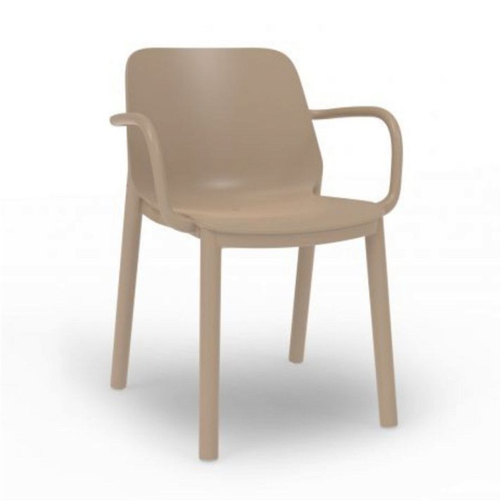 Lot de chaises avec accoudoirs de 56 cm en polypropylène et fibre de verre avec finition de couleur sable One Garbar