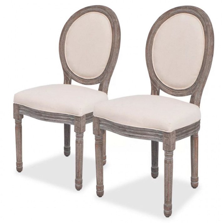 Set di sedie classiche di lino crema Vida XL