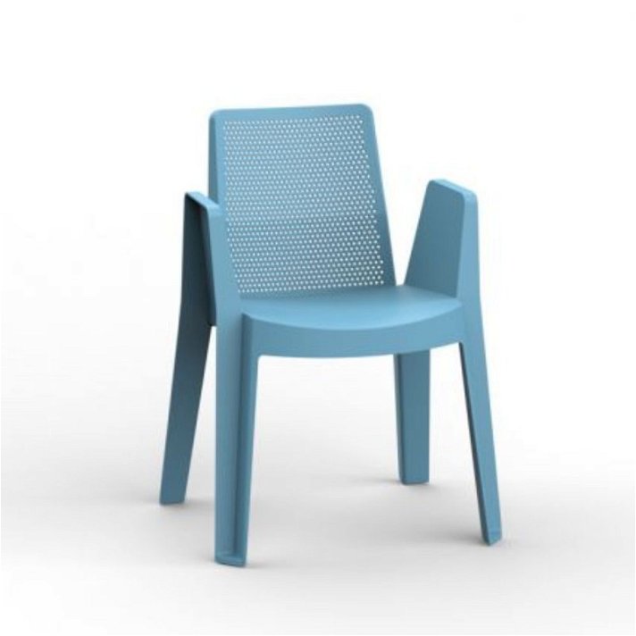 Lot de chaises avec accoudoirs en polypropylène avec finition de couleur bleu rétro Play Garbar