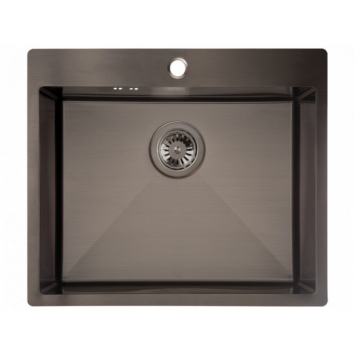 Évier de cuisine rectangulaire de 59x51 cm en acier de couleur graphite mat Marmara Laveo