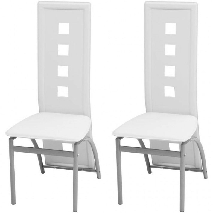 Set di sedie di ecopelle e gambe di acciaio bianco Vida XL
