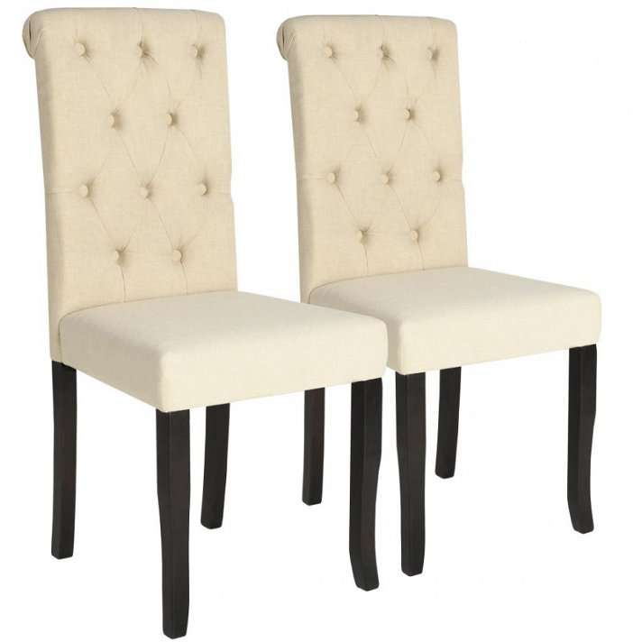 Pack de sillas estilo romántico sin reposabrazos crema Vida XL