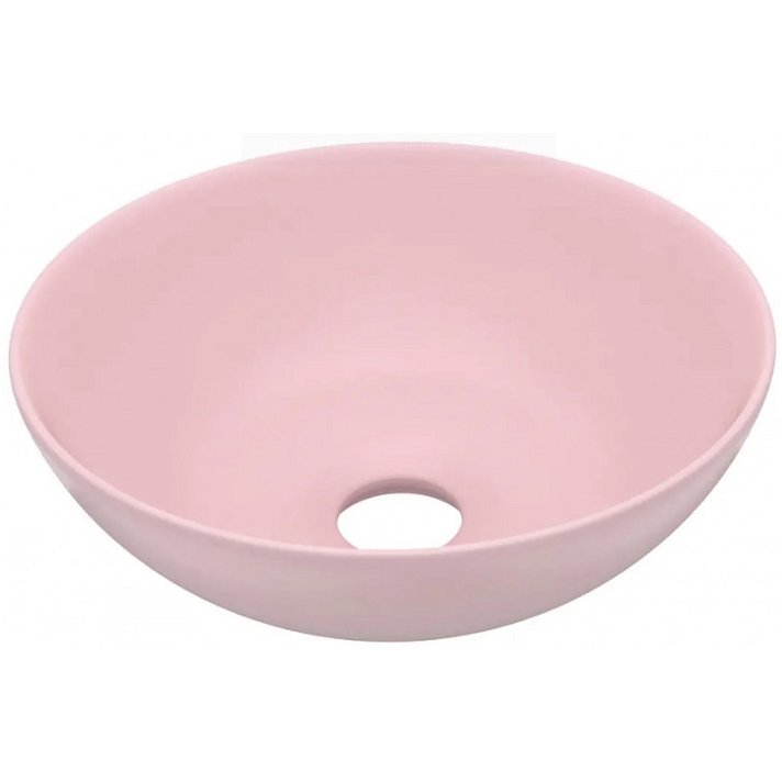 Lavabo redondo fabricado en cerámica de color rosa mate de 28 cm de diámetro Vida XL